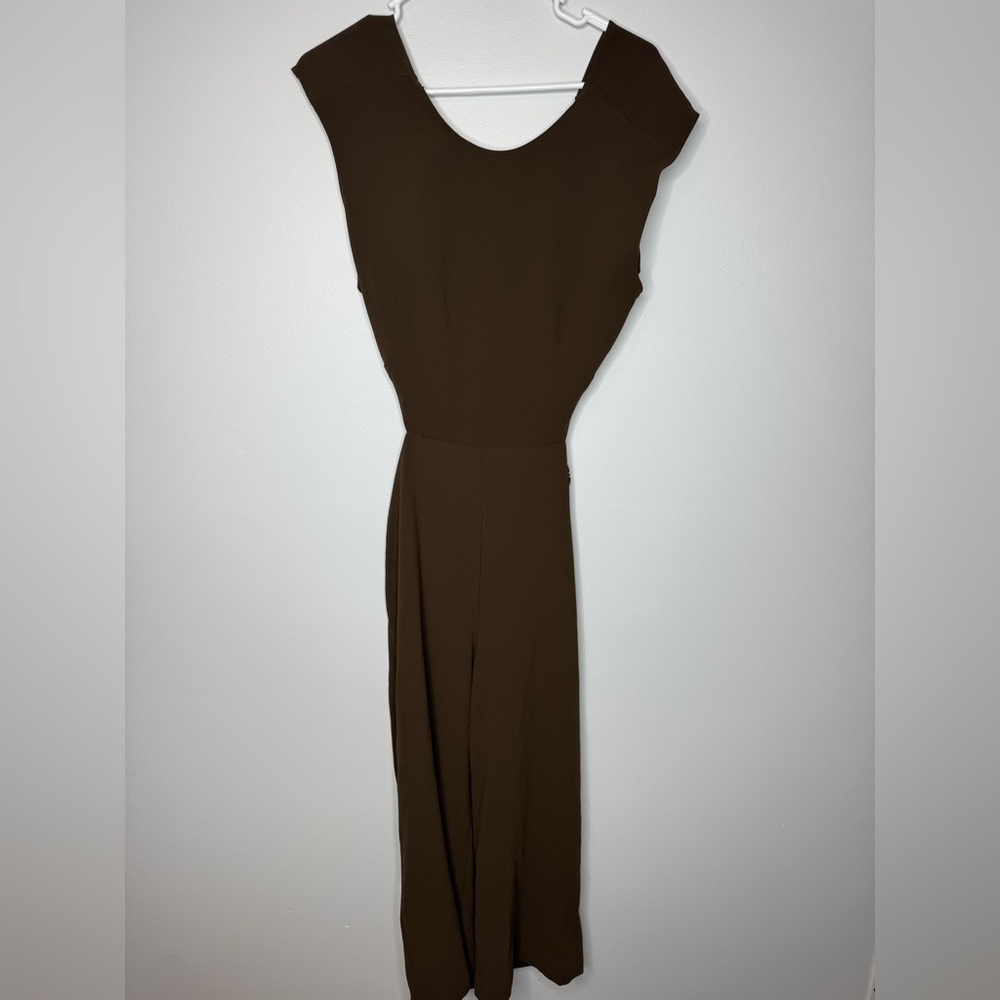 Zara open back jumpsuit brown XS